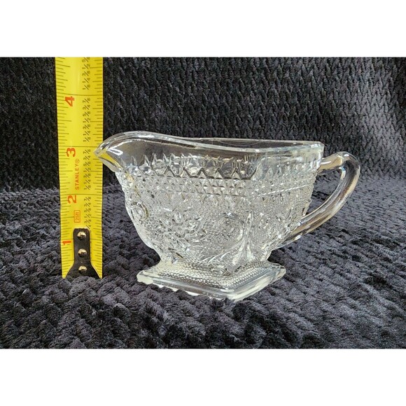 Indiana Glass Tiara Exclusives Sandwich Pattern Cream & Sugar Set Clear 1950s - Picture 9 of 11